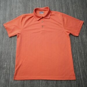 Grand Slam Performance Polo Shirt Mens Coral Salmon Golf Moisture Wicking Large